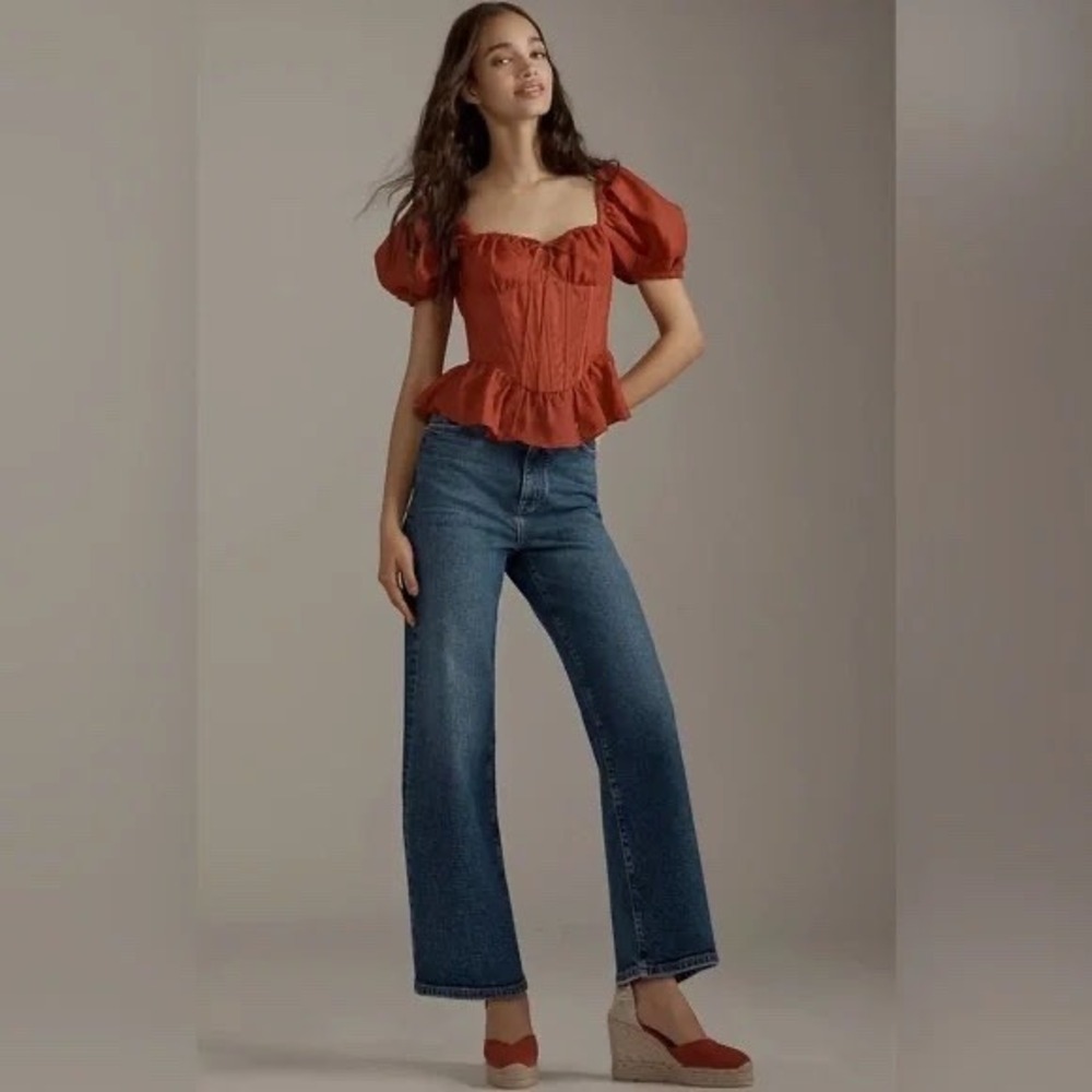 FRAME The Wide High Rise Wide Leg Jeans Blue Denim Size 27‎